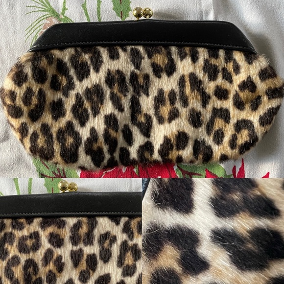 Vintage Handbags - Amazing vintage 1950s Leopard Clutch Purse glam elegant pinup rockabilly